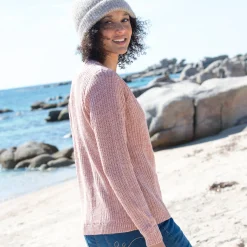 Trui En Vest<Blancheporte Vest met knopen in patenttricot chiné rozenhout