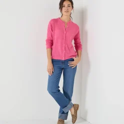 Trui En Vest<Blancheporte Vest met knopen, mix van wol en mohair roze