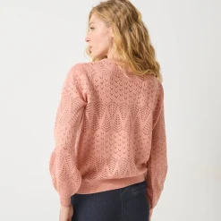 Trui En Vest<Blancheporte Vest met knopen, pointelletricot poederroze