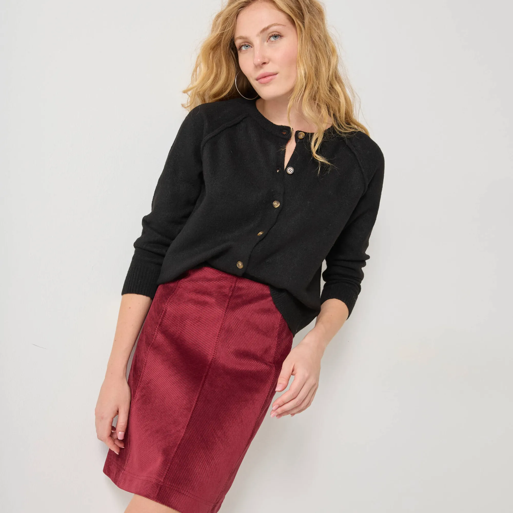 Trui En Vest<Blancheporte Vest met knopen, streelzacht tricot in wolmengelin zwart