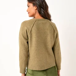 Trui En Vest<Blancheporte Vest met knopen, streelzacht tricot in wolmengelin lichtkaki