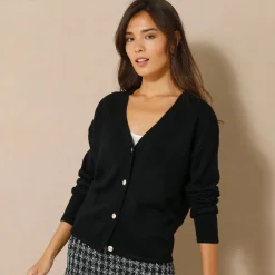 Trui En Vest<Blancheporte Vest met officiersknopen, loose volume zwart