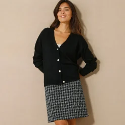 Trui En Vest<Blancheporte Vest met officiersknopen, loose volume zwart