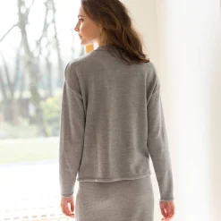 Trui En Vest<Blancheporte Vest met officiersknopen, loose volume chiné grijs