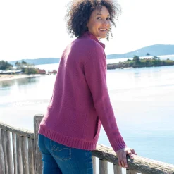 Trui En Vest<Outdoor Collection Vest met rits en pluchevoering, 30% wol violine