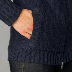Trui En Vest<Outdoor Collection Vest met rits en pluchevoering, 30% wol marine