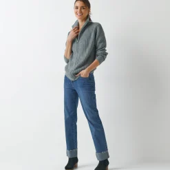 Trui En Vest<Blancheporte Vest met rits, in pareltricot chiné grijs