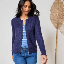 Trui En Vest<Blancheporte Vest met rits in patenttricot met mohairtouch marine
