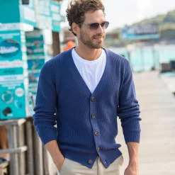 Trui En Vest<Blancheporte Vest met V-hals en knoopsluiting, patenttricot jeansblauw