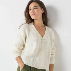 Trui En Vest<Blancheporte Vest met V-hals en knopen ecru