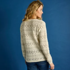 Trui En Vest<Blancheporte Vest met V-hals en knopen, fantasietricot ecru