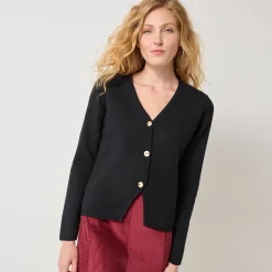 Feestoutfits Dames|Trui En Vest<Blancheporte Vest met V-hals, knoopsluiting en asymmetrische onderkant zwart