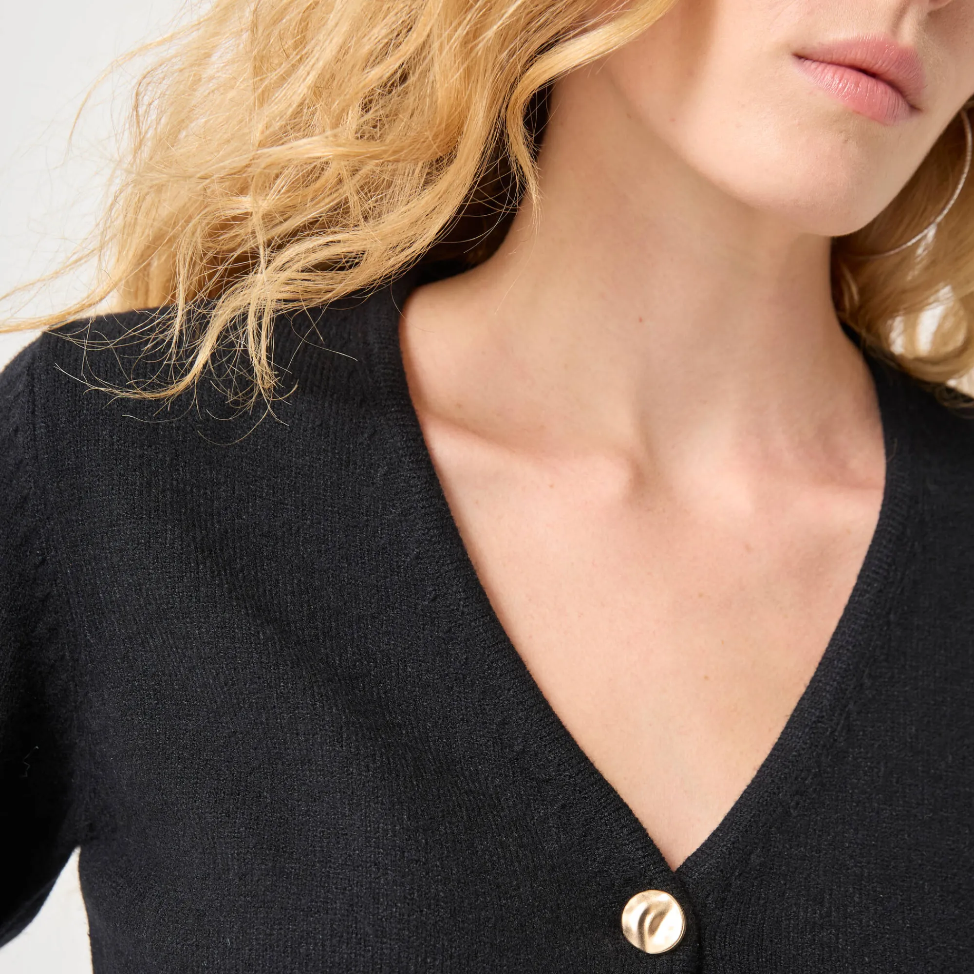 Feestoutfits Dames|Trui En Vest<Blancheporte Vest met V-hals, knoopsluiting en asymmetrische onderkant zwart