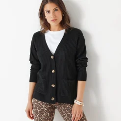 Trui En Vest<Blancheporte Vest met V-hals, ribtricot zwart