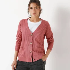 Trui En Vest<Blancheporte Vest met V-hals, ribtricot terracotta