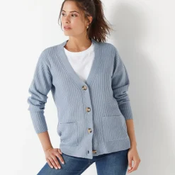 Trui En Vest<Blancheporte Vest met V-hals, ribtricot grijsblauw