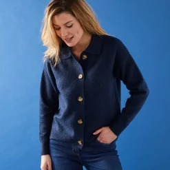 Trui En Vest<Blancheporte Vestjasje met knopen, gerecycleerd polyester(**) marine