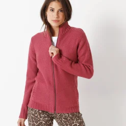 Trui En Vest<Outdoor Collection Vets met rits, 30% wol violine