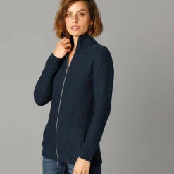 Trui En Vest<Outdoor Collection Vets met rits, 30% wol marine