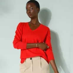Trui En Vest<Blancheporte V-halstrui met lange mouwen rood
