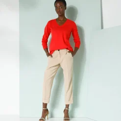 Trui En Vest<Blancheporte V-halstrui met lange mouwen rood