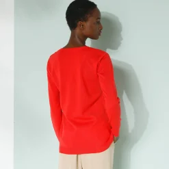 Trui En Vest<Blancheporte V-halstrui met lange mouwen rood