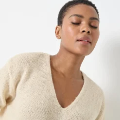 Trui En Vest<Blancheporte V-halstrui met lange mouwen, mix van wol en mohair beige