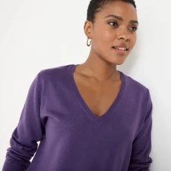 Trui En Vest<Blancheporte V-halstrui met lange mouwen aubergine