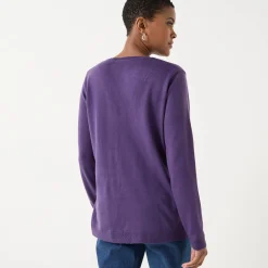 Trui En Vest<Blancheporte V-halstrui met lange mouwen aubergine