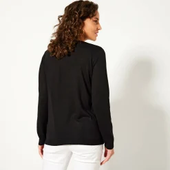 Trui En Vest<Blancheporte V-halstrui met lange mouwen zwart