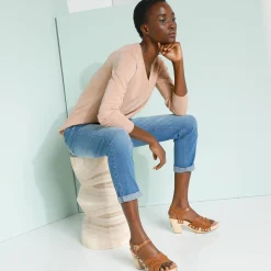 Trui En Vest<Blancheporte V-halstrui met lange mouwen beige