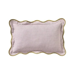 Kussen<Blancheporte Vichy kussen met contrasterend feston parma