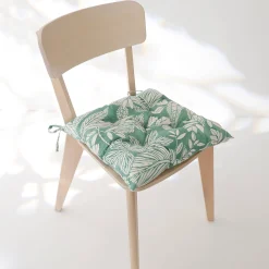 Stoelkussentje<Blancheporte Vierkant, bedrukt stoelkussentje - set van 2 amandel groen
