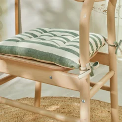 Stoelkussentje<Blancheporte Vierkant, gestreept stoelkussentje - set van 2 eucalyptus