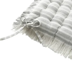 Stoelkussentje<Blancheporte Vierkant, gestreept stoelkussentje met franjes - set van 2 parelgrijs