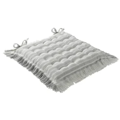 Stoelkussentje<Blancheporte Vierkant, gestreept stoelkussentje met franjes - set van 2 parelgrijs
