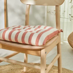 Stoelkussentje<Blancheporte Vierkant, gestreept stoelkussentje - set van 2 terracotta