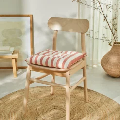 Stoelkussentje<Blancheporte Vierkant, gestreept stoelkussentje - set van 2 terracotta