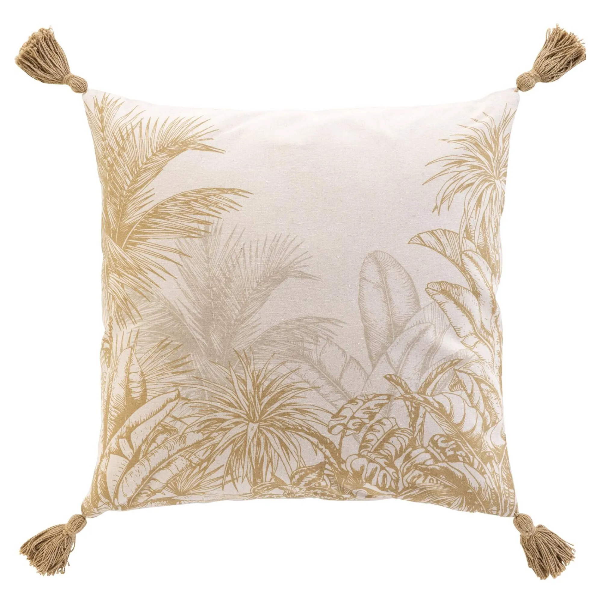 Kussen<Blancheporte Vierkant kussen met tropische print naturel