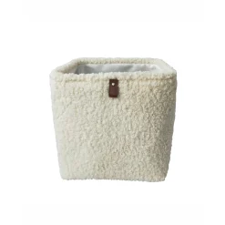 Decoratieartikel|Kinderdecoratie<Blancheporte Vierkant opbergmandje in sherpa lusjesstof ivoorkleur