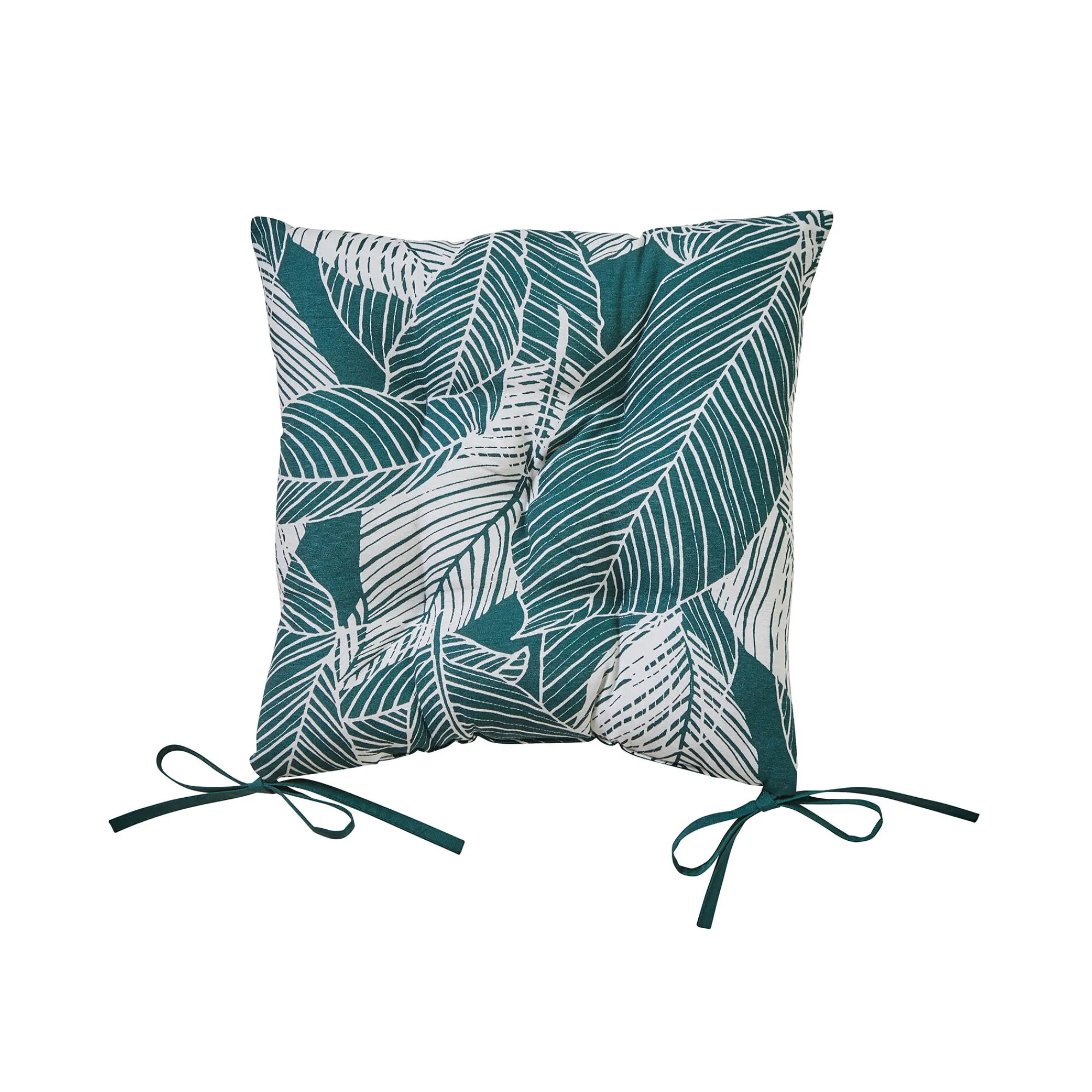 Stoelkussentje<Blancheporte Vierkant stoelkussentje met bladerenprint - set van 2 groen