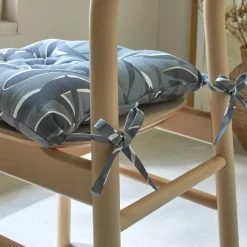 Stoelkussentje<Blancheporte Vierkant stoelkussentje met bladerenprint - set van 2 parelgrijs