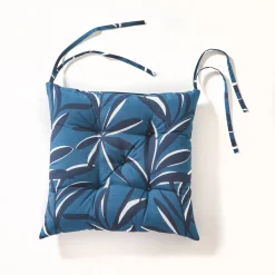 Stoelkussentje<Blancheporte Vierkant stoelkussentje met bladerenprint - set van 2 blauw