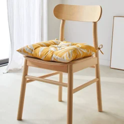 Stoelkussentje<Blancheporte Vierkant stoelkussentje met bladerenprint - set van 2 honing