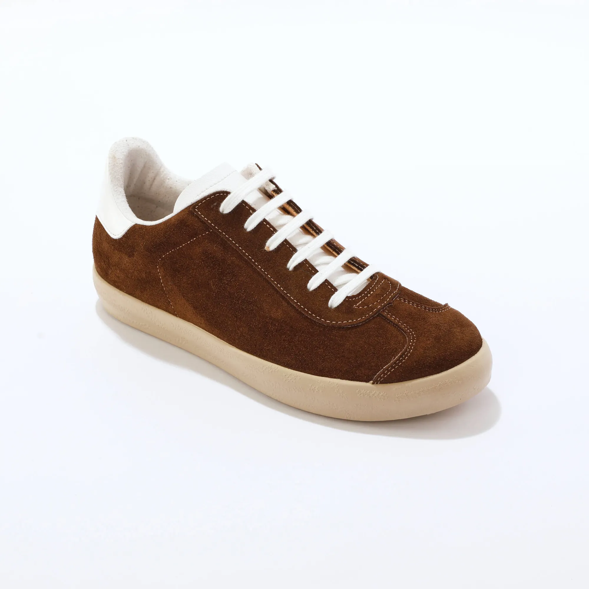 Baskets En Sneakers|Schoenen<Blancheporte Vintage sneakers in splitleer, gekleurd chocolade