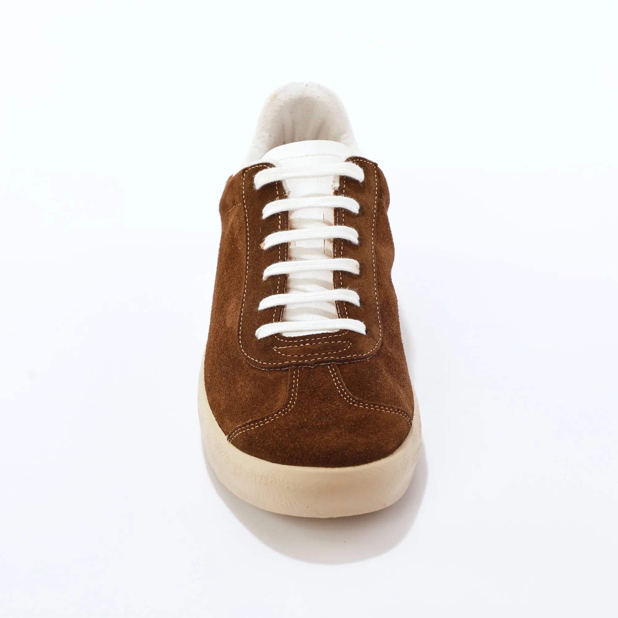 Baskets En Sneakers|Schoenen<Blancheporte Vintage sneakers in splitleer, gekleurd chocolade