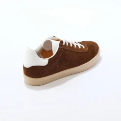 Baskets En Sneakers|Schoenen<Blancheporte Vintage sneakers in splitleer, gekleurd chocolade