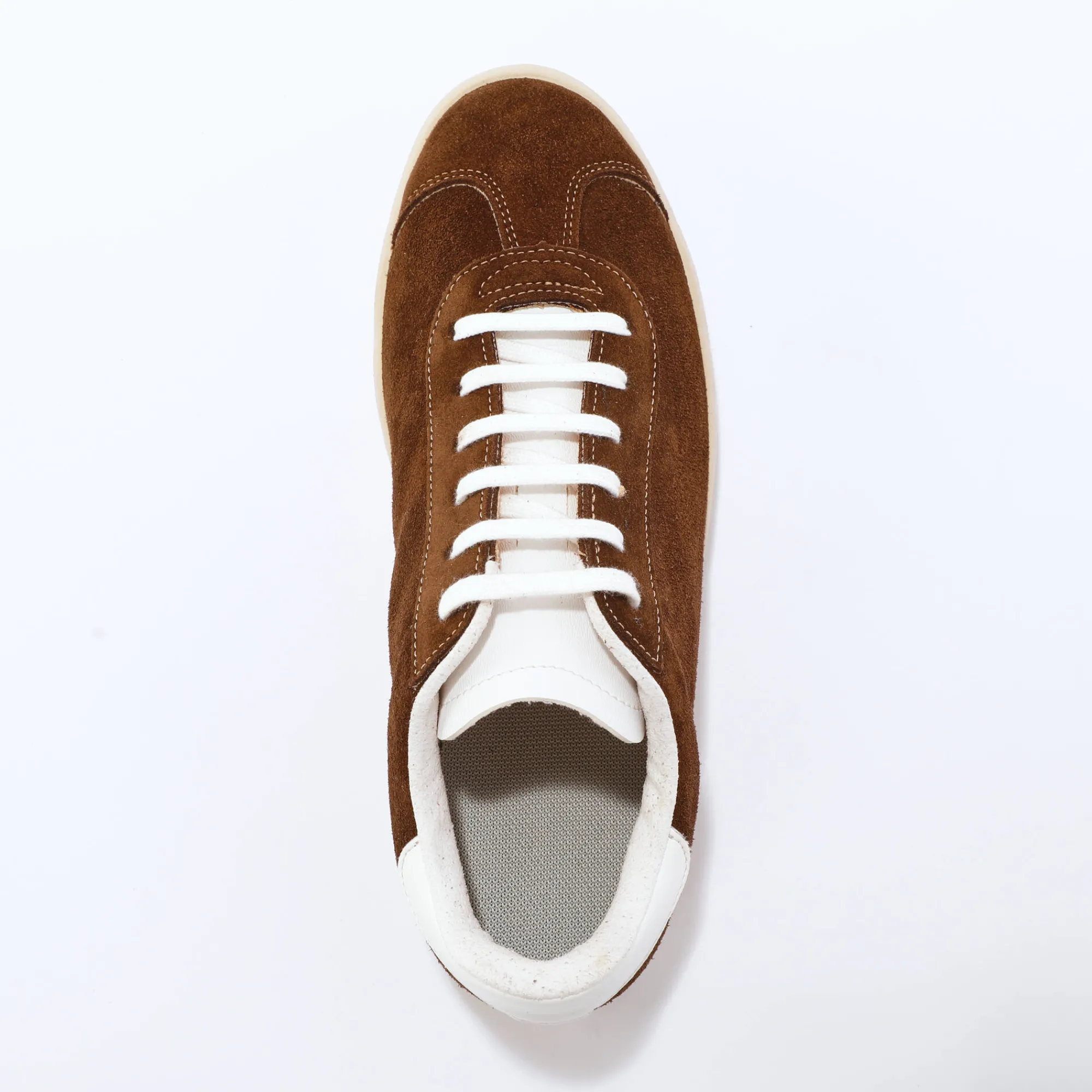 Baskets En Sneakers|Schoenen<Blancheporte Vintage sneakers in splitleer, gekleurd chocolade