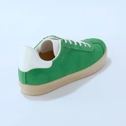 Baskets En Sneakers|Schoenen<Blancheporte Vintage sneakers in splitleer, gekleurd groen