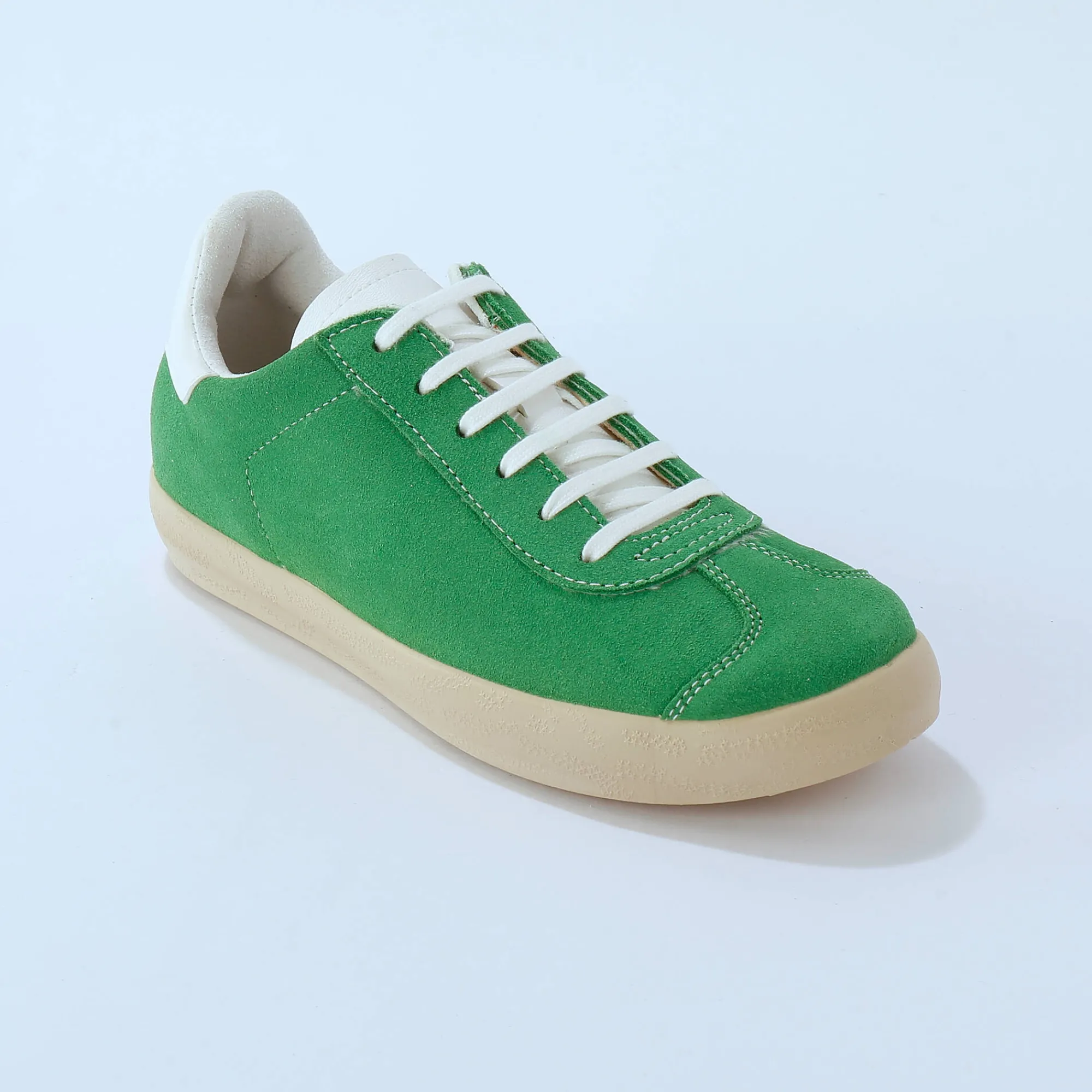 Baskets En Sneakers|Schoenen<Blancheporte Vintage sneakers in splitleer, gekleurd groen